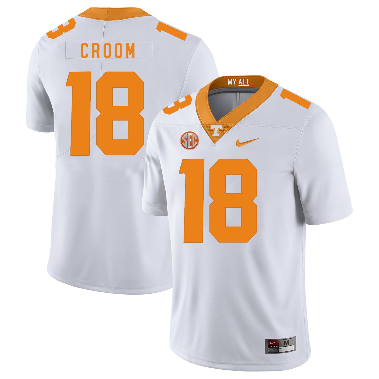 Men Tennessee Volunteers #18 Croom White Customized NCAA Jerseys